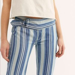 NWT Free People Indigo Haze Stripe Flare Jeans